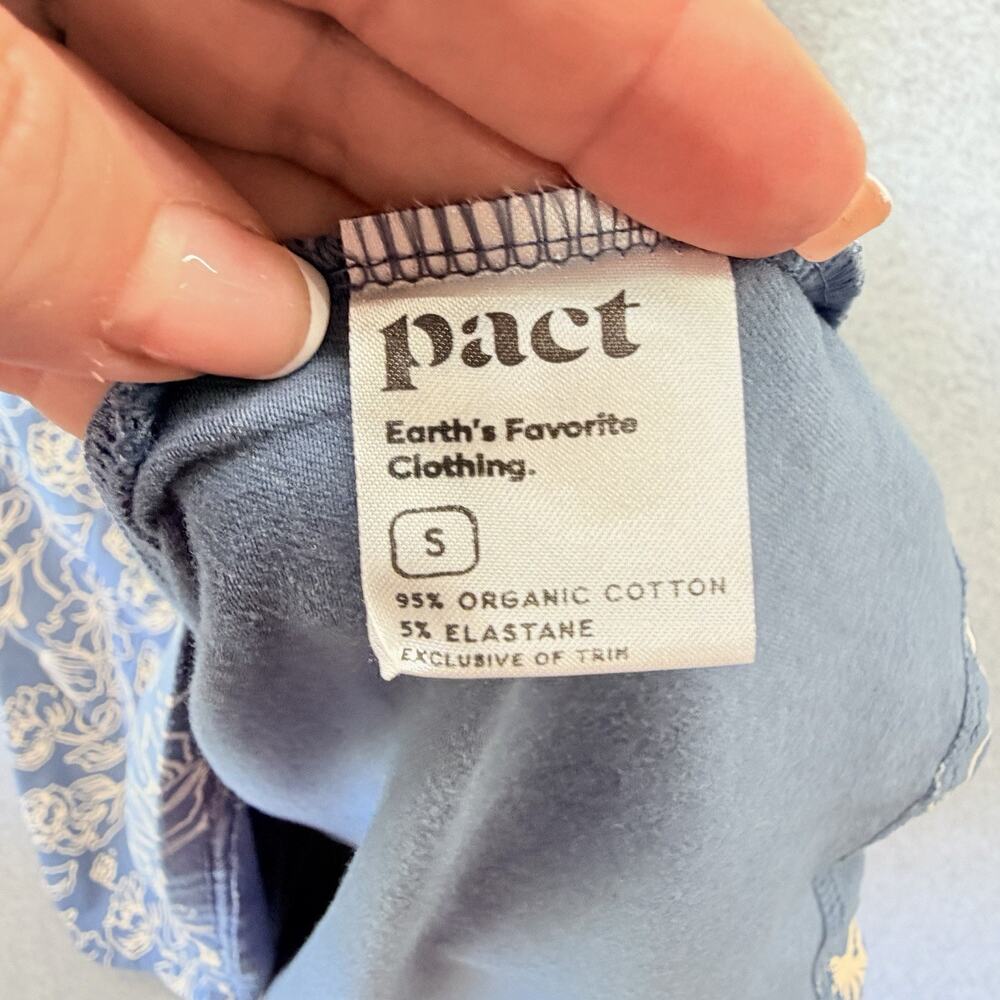 Pact Organic Cotton Fit & Flare Midi Dress Womens S Looking Glass Floral Blue - Picture 3 of 6